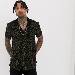 ASOS Men’s short sleeve leopard print button up.